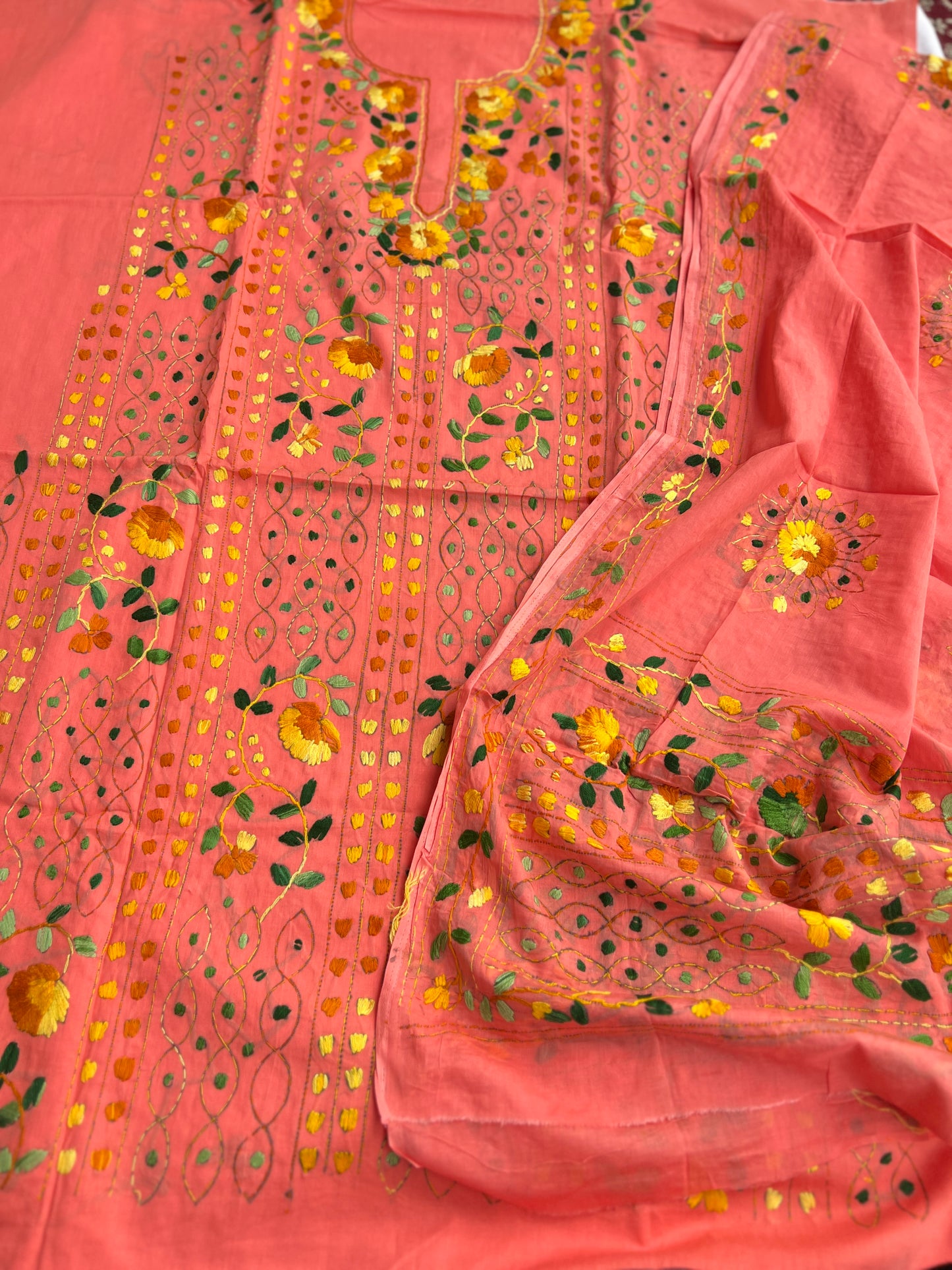 Gulmohar Pink Hand-Embroidered Suit Set