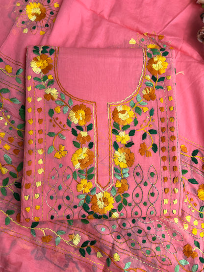 Gulmohar Pink Hand-Embroidered Suit Set