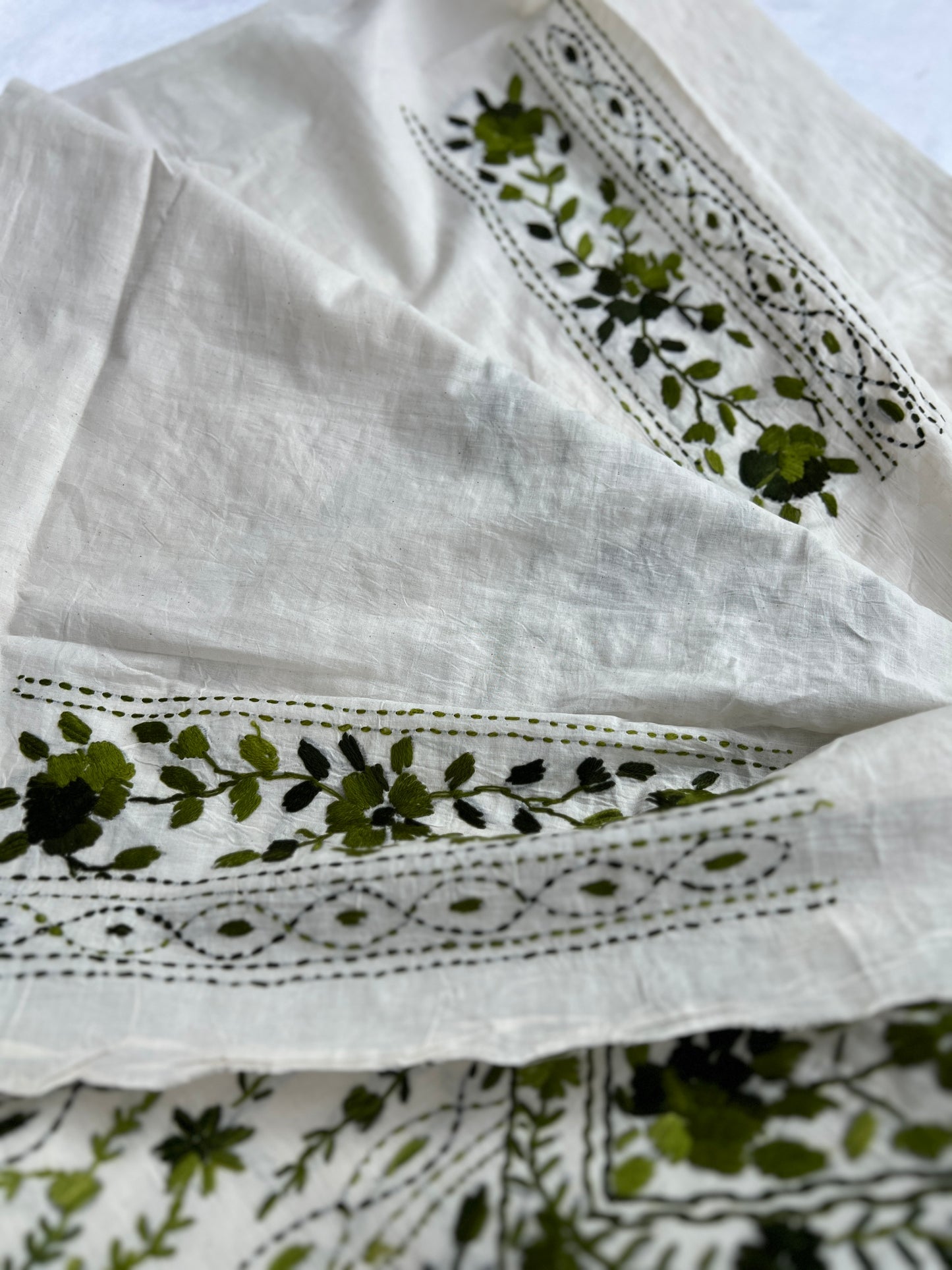 Olive Bloom Hand-Embroidered Suit Set