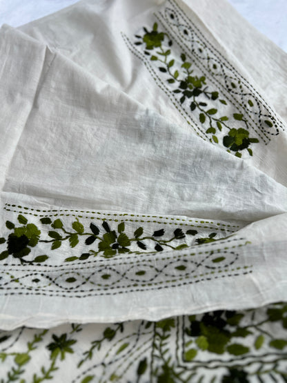 Olive Bloom Hand-Embroidered Suit Set