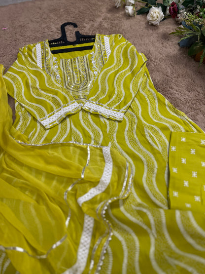 Lemon Slub Cotton Ready-to-Wear Anarkali Suit