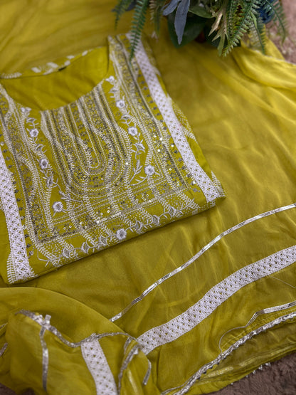 Lemon Slub Cotton Ready-to-Wear Anarkali Suit
