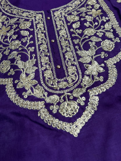 Dori work  Russian Silk suit with Bandhani print Dupatta