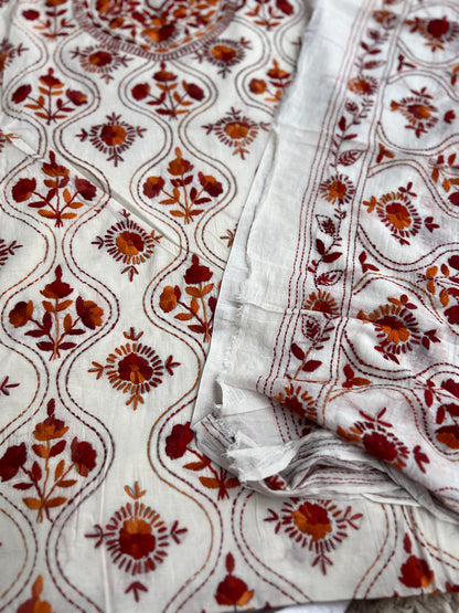Ivory & Rust Floral Hand-Embroidered Suit Set