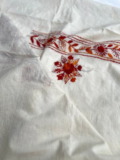 Ivory & Rust Floral Hand-Embroidered Suit Set
