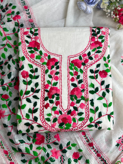 Ivory Multicolour Floral Hand-Embroidered Suit Set