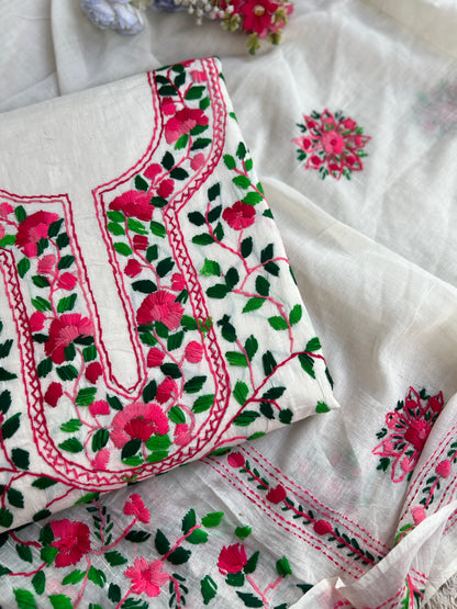 Ivory Multicolour Floral Hand-Embroidered Suit Set
