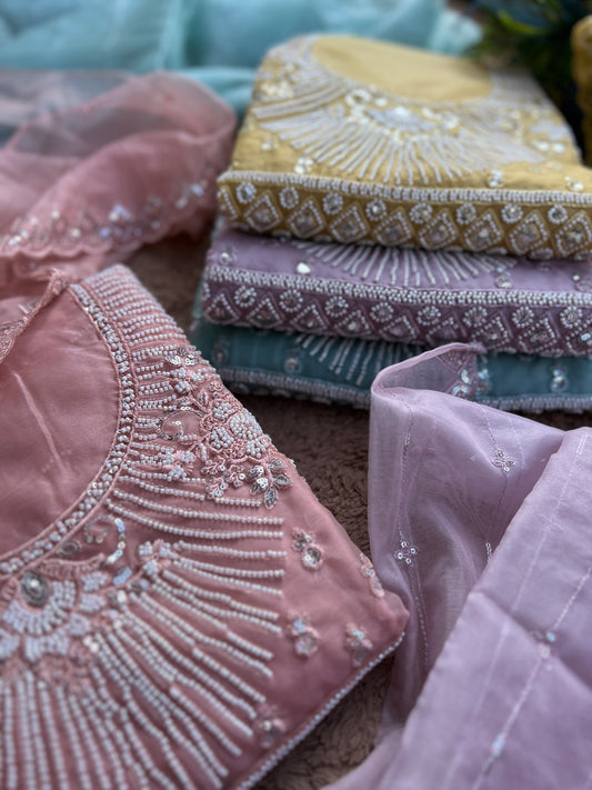 ✨ Organza Pearl Embroidered Pakistani Salwar Suit