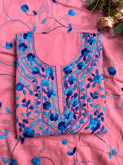 Rose Pink Floral Embroidered Suit