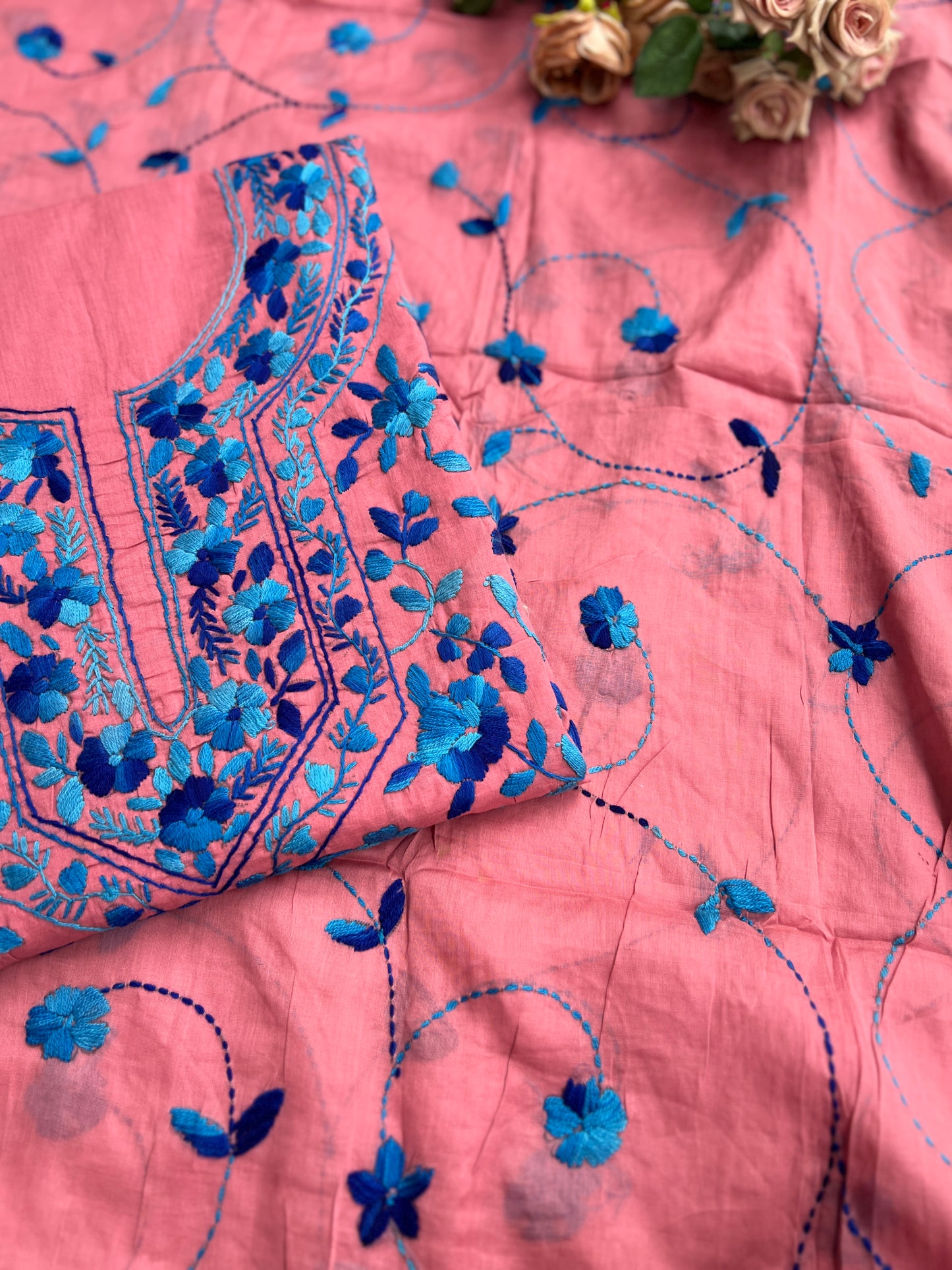 Rose Pink Floral Embroidered Suit