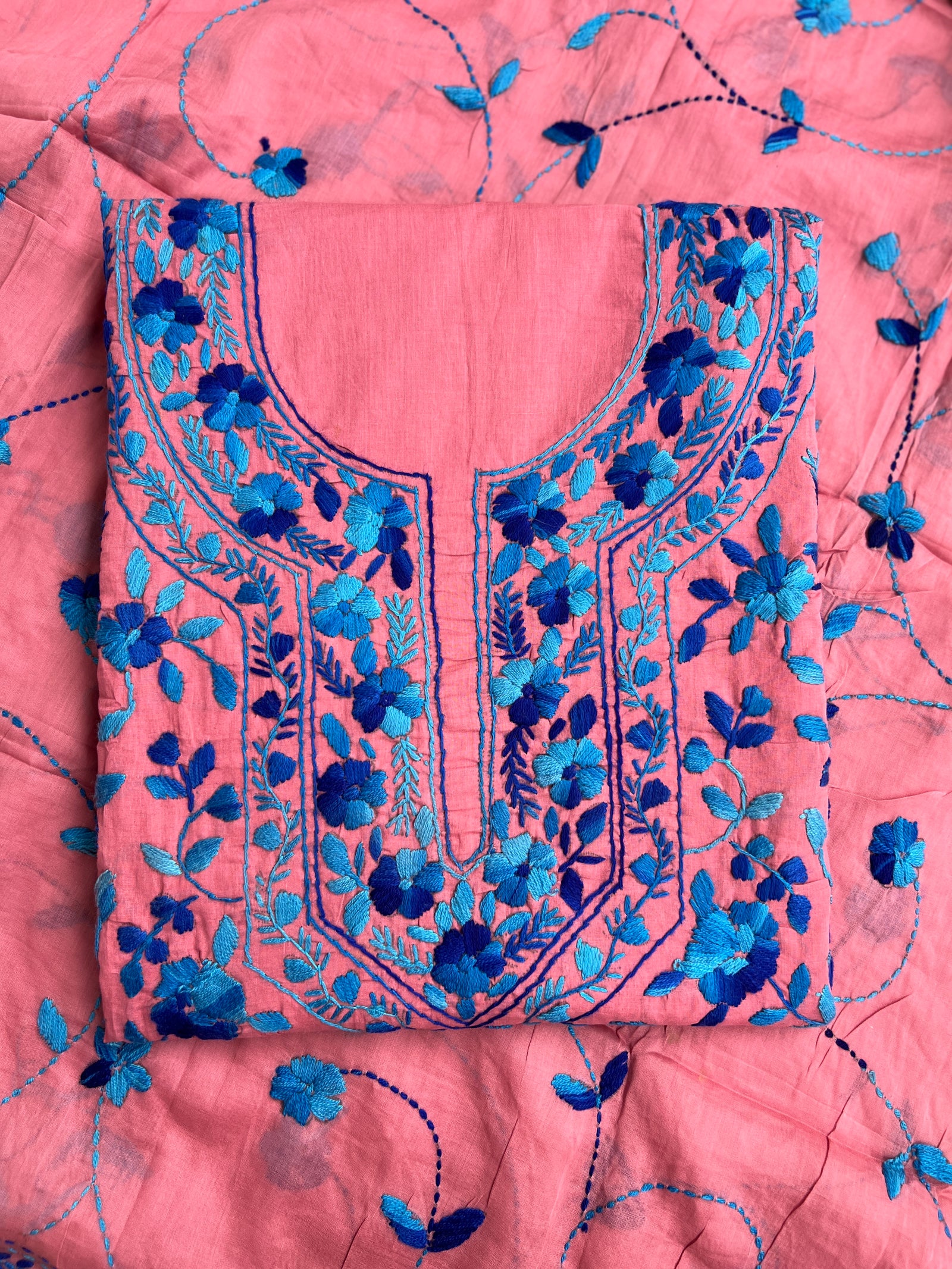 Rose Pink Floral Embroidered Suit