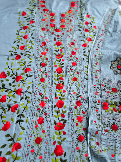 Powder Blue Floral Embroidered Suit