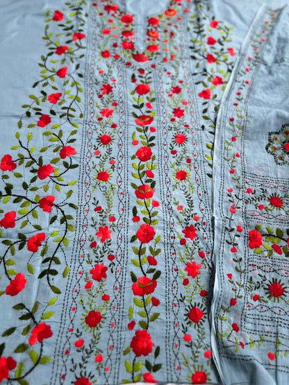 Powder Blue Floral Embroidered Suit