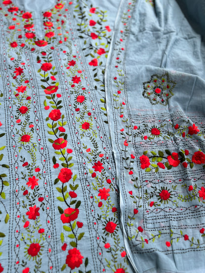 Powder Blue Floral Embroidered Suit