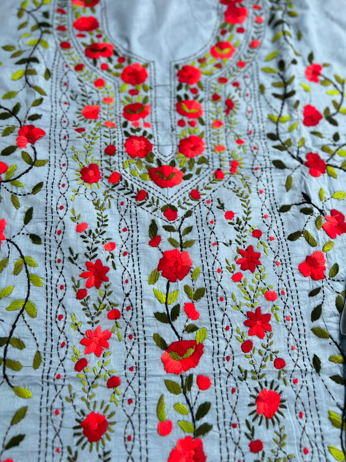 Powder Blue Floral Embroidered Suit