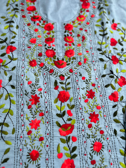 Powder Blue Floral Embroidered Suit