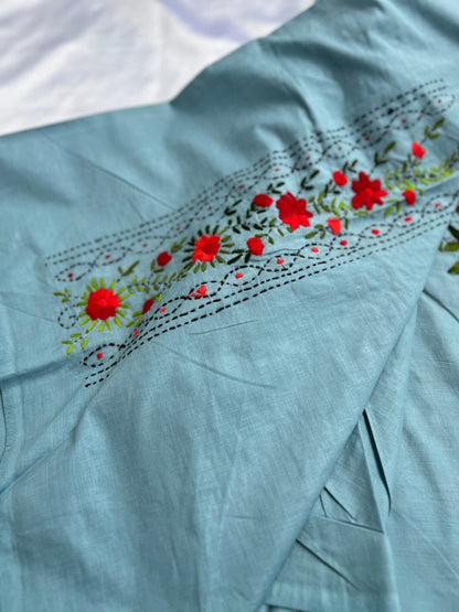 Powder Blue Floral Embroidered Suit