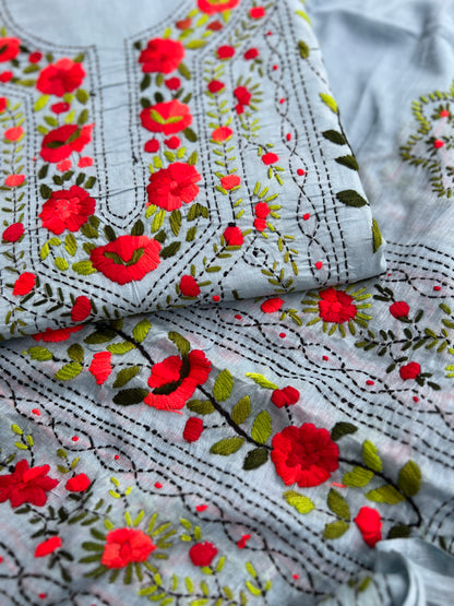 Powder Blue Floral Embroidered Suit