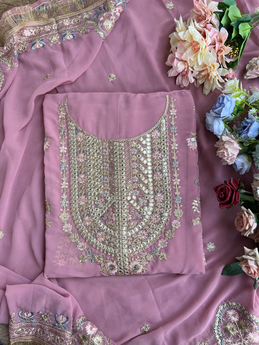 Blush Pink Georgette Embroidered Pakistani Suit