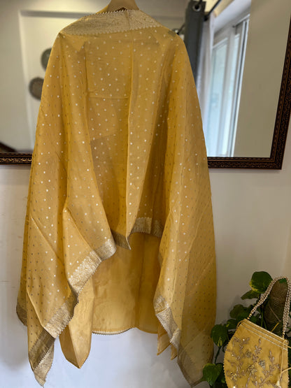 Butter Yellow  Chanderi Suit Set Potli Edition