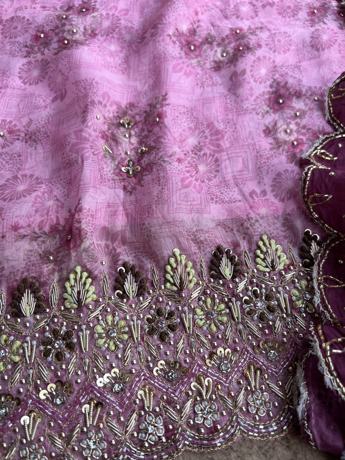 Designer Glacé Organza Cut-Work Suit with Handcrafted Dupatta