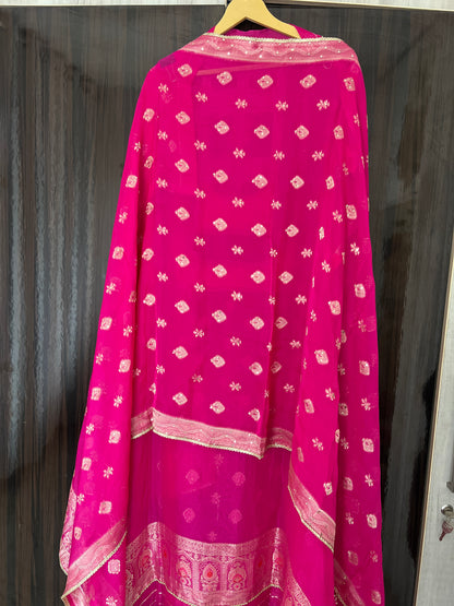 Rani Pink Banarasi Tissue Suit Set