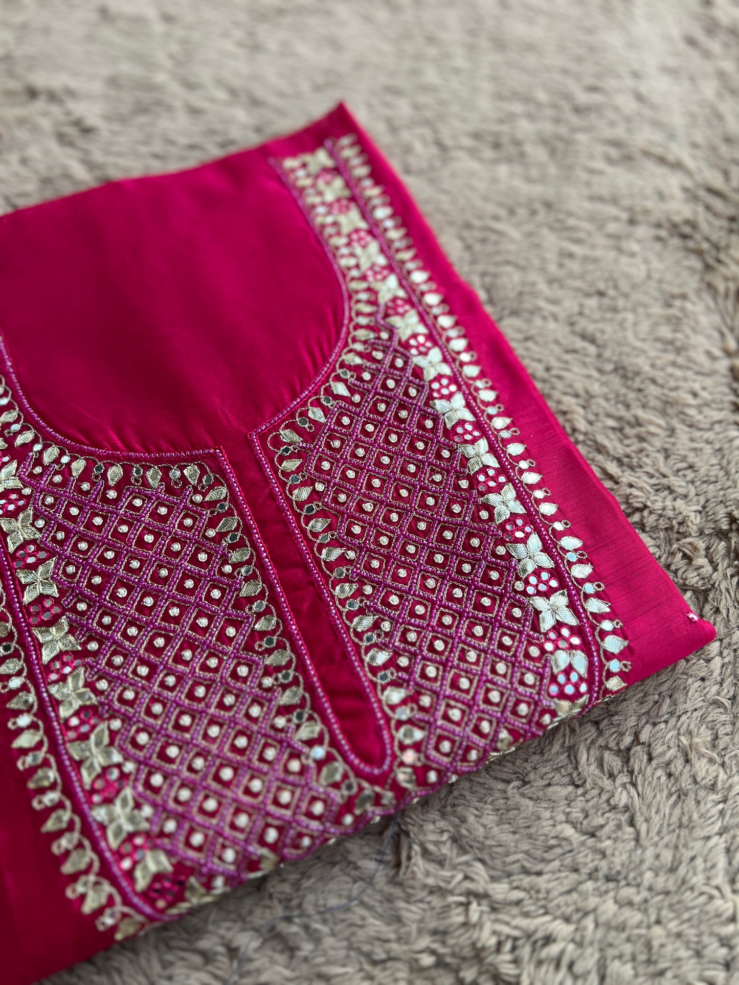 Fuchsia Chanderi Silk Suit with Banarasi Dupatta
