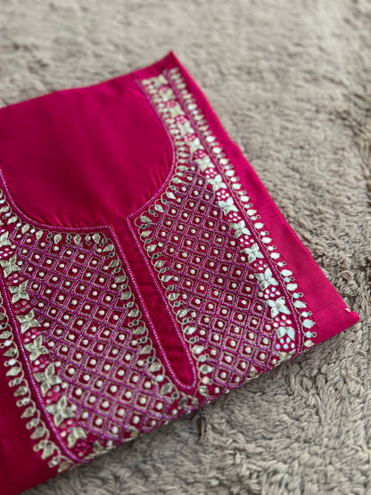 Fuchsia Chanderi Silk Suit with Banarasi Dupatta