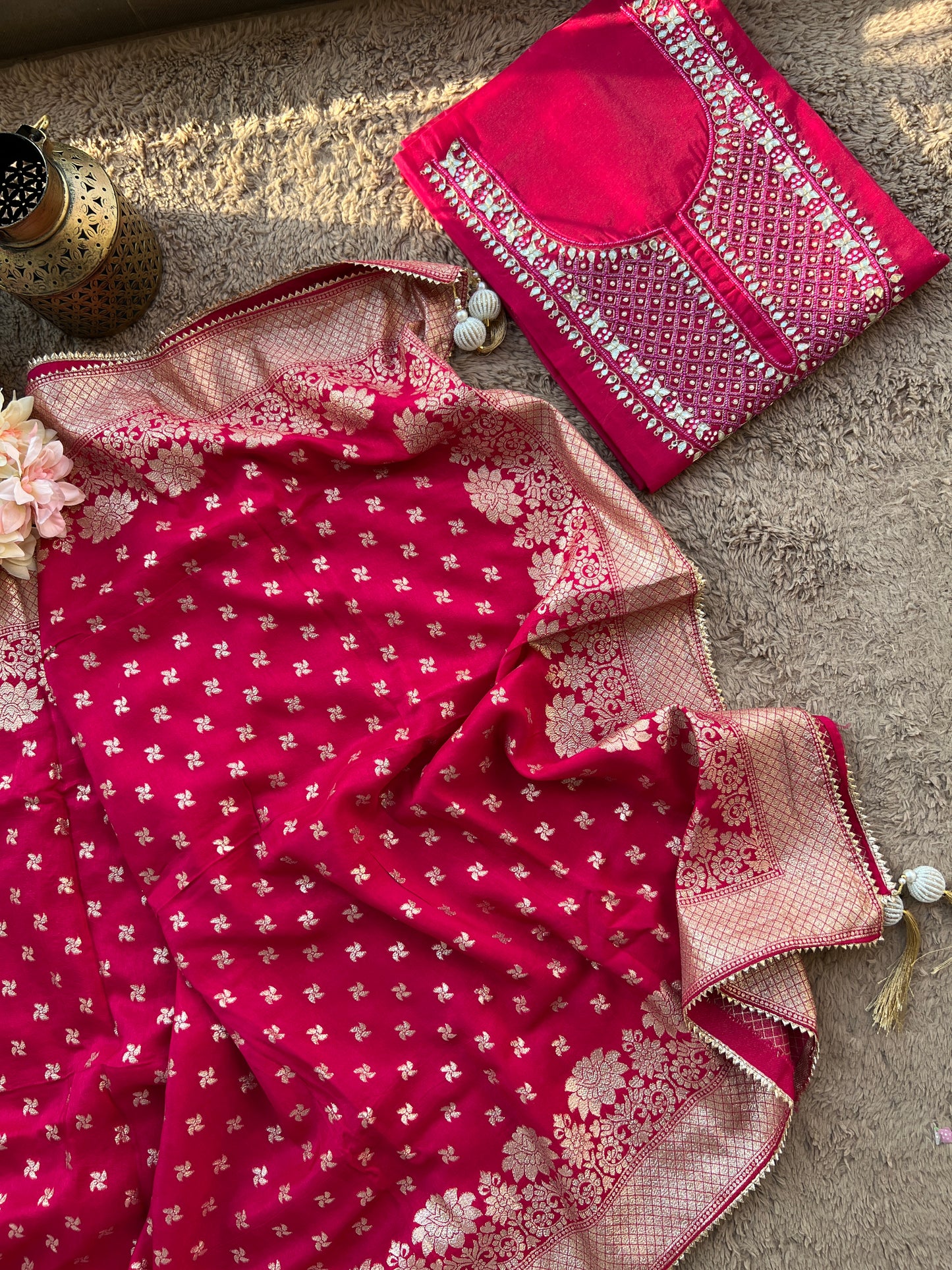 Fuchsia Chanderi Silk Suit with Banarasi Dupatta