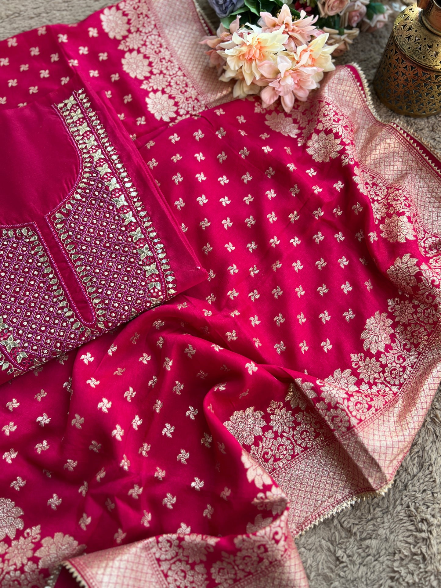 Fuchsia Chanderi Silk Suit with Banarasi Dupatta