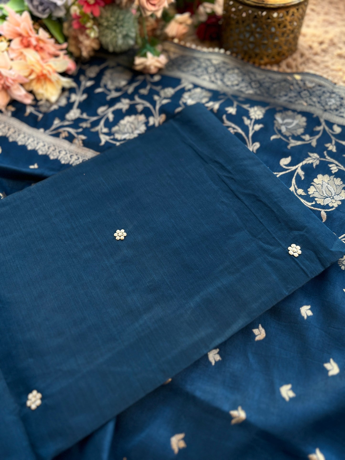 Royal Navy Blue Chanderi Silk Suit with Banarasi Dupatta – Timeless Elegance ✨