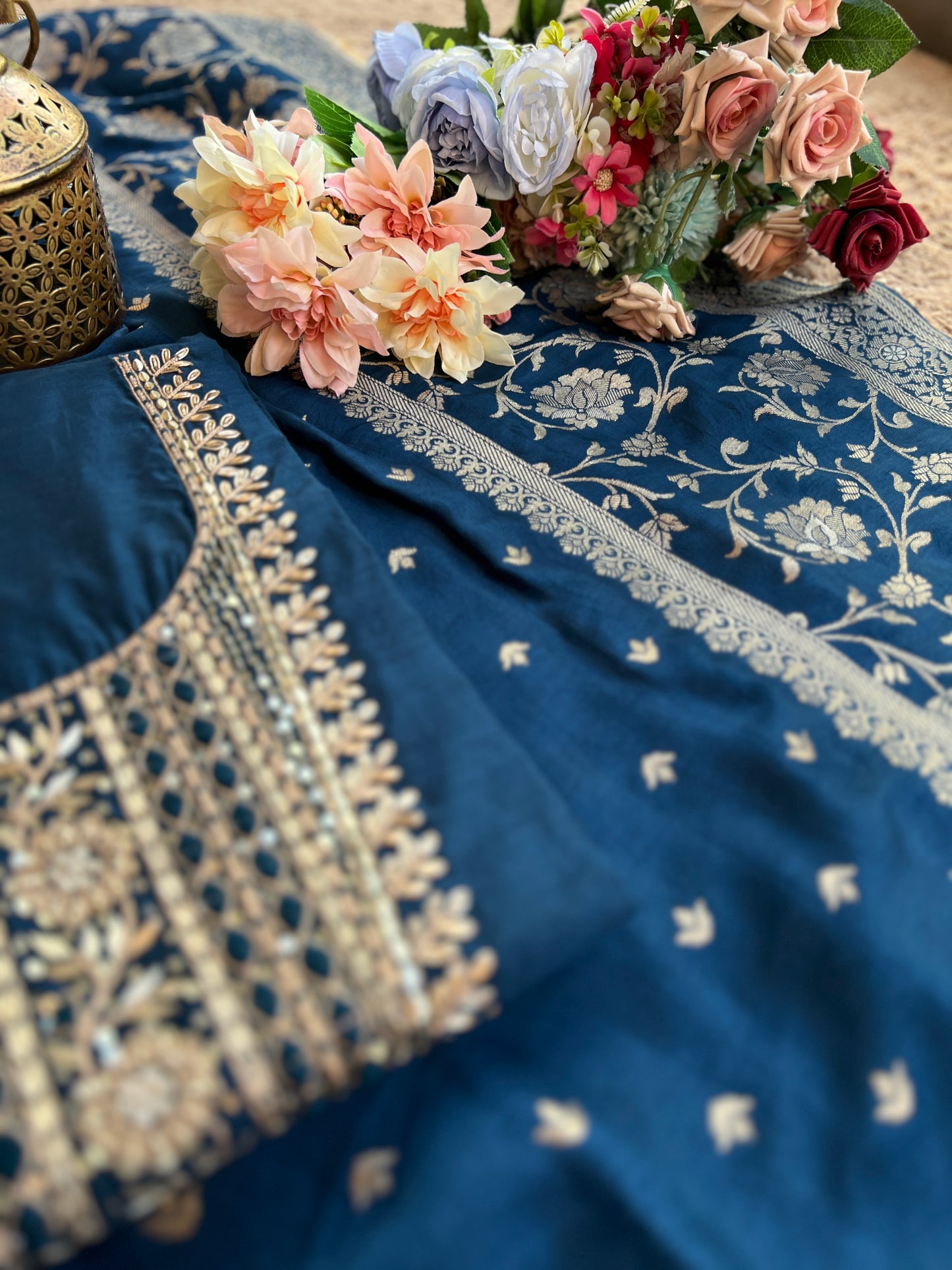 Royal Navy Blue Chanderi Silk Suit with Banarasi Dupatta – Timeless Elegance ✨