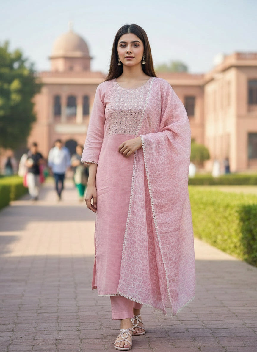 Elegant Pink Kota Doriya Salwar Suit – Comfort with Grace