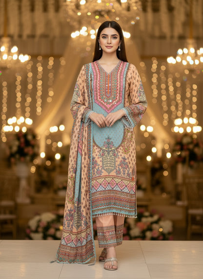 Elegant Crepe Pakistani Stitched Salwar Suit with Intricate Mirror Work