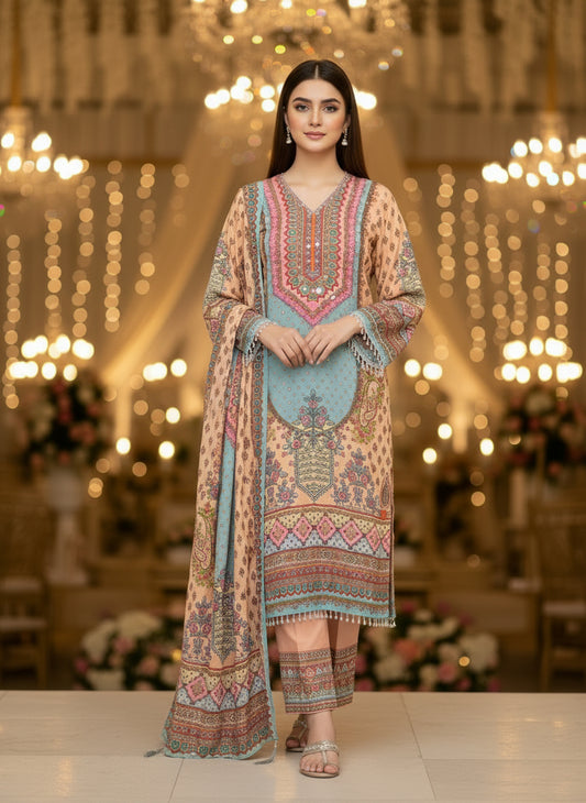 Elegant Crepe Pakistani Stitched Salwar Suit with Intricate Mirror Work