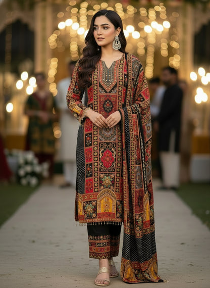 Elegant Crepe Pakistani Stitched Salwar Suit with Intricate Mirror Work