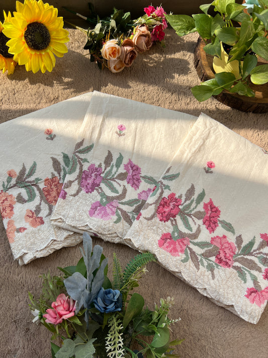 Cross-Stitched Inspired Cotton Elegance