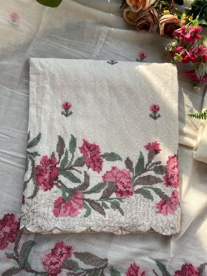 Cross-Stitched Inspired Cotton Elegance