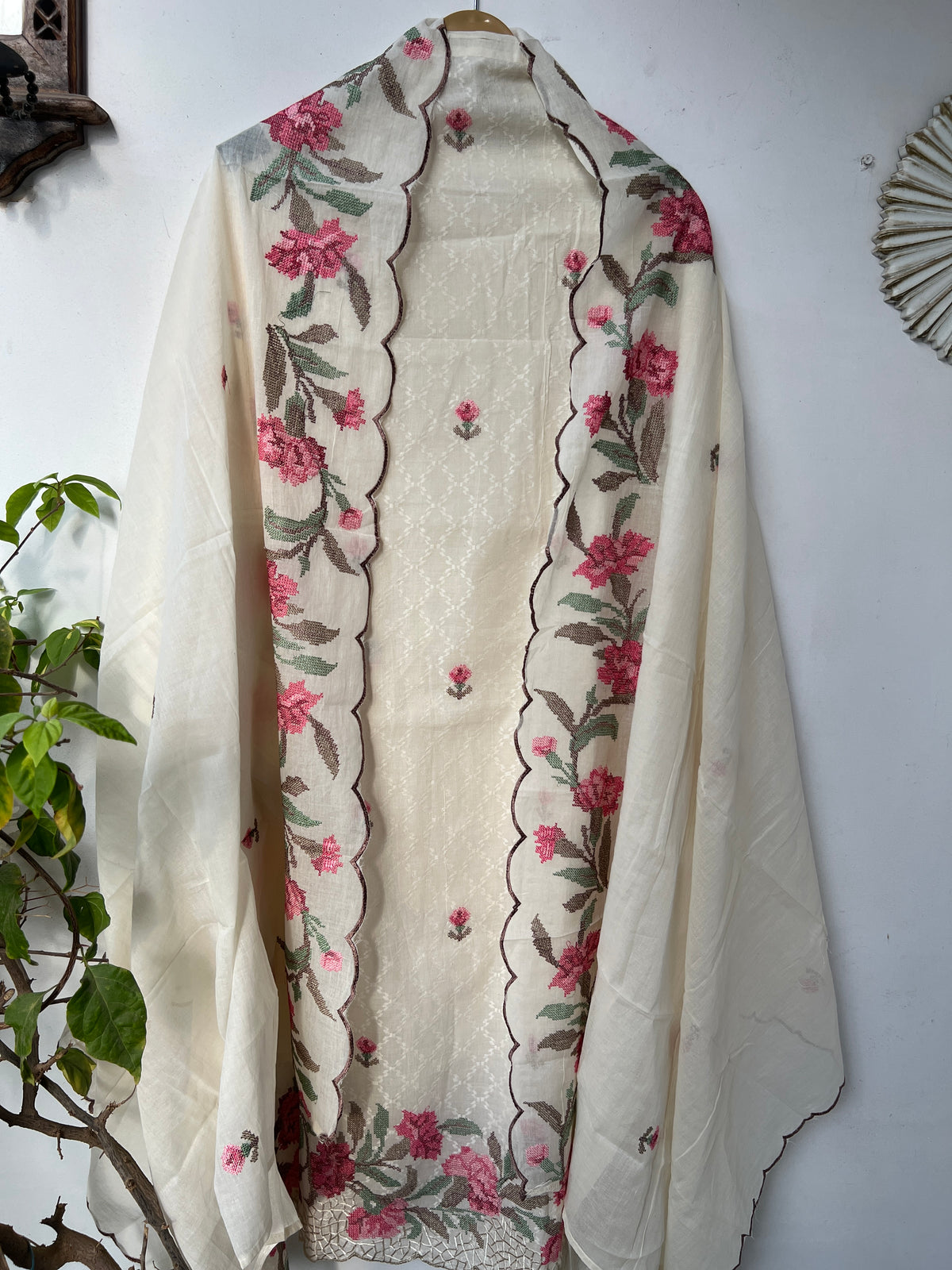 Cross-Stitched Inspired Cotton Elegance