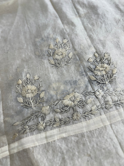 Ivory Tone To Tone  Mal Chanderi Embroidered Suit Set