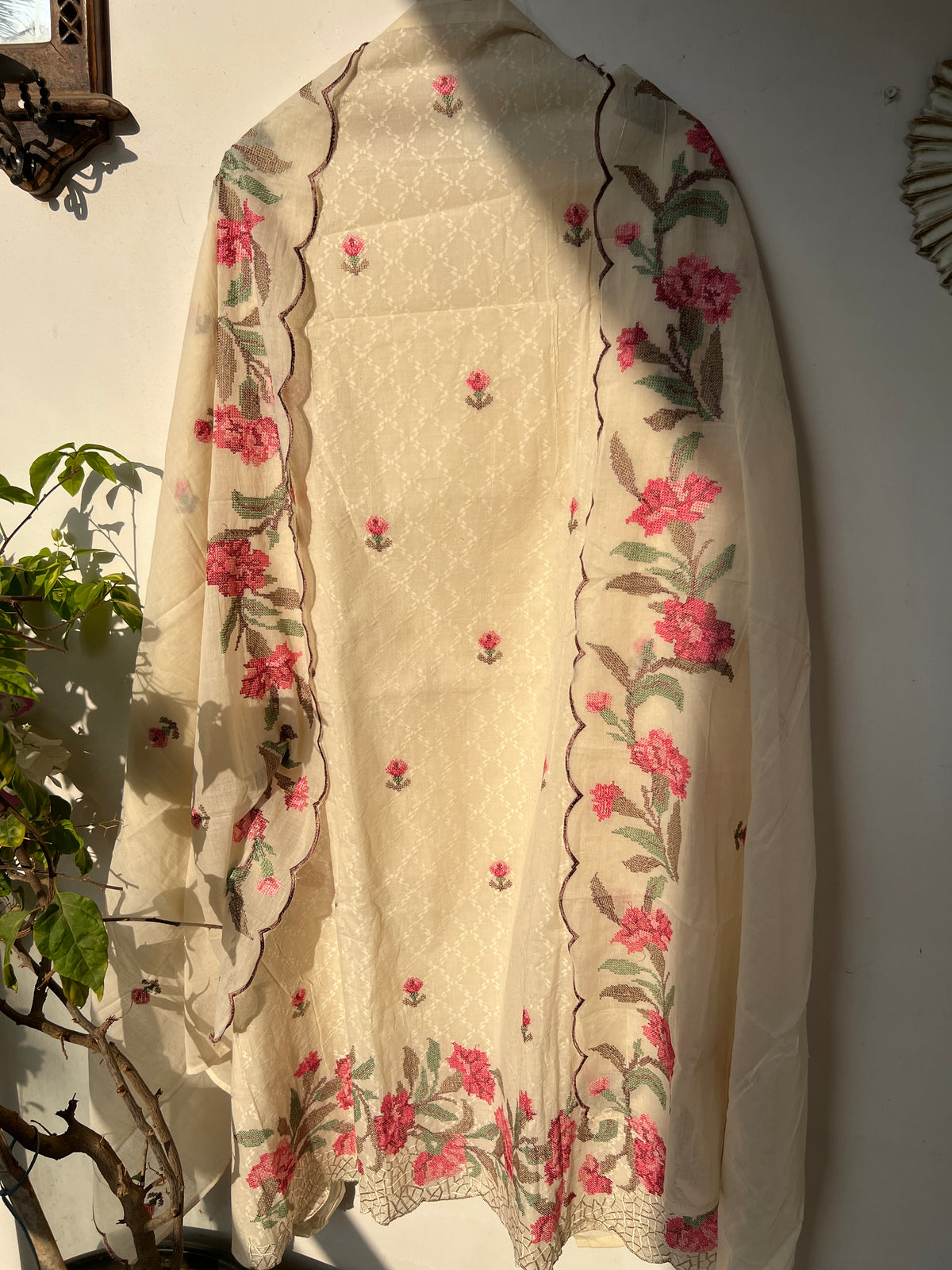 Cross-Stitched Inspired Cotton Elegance