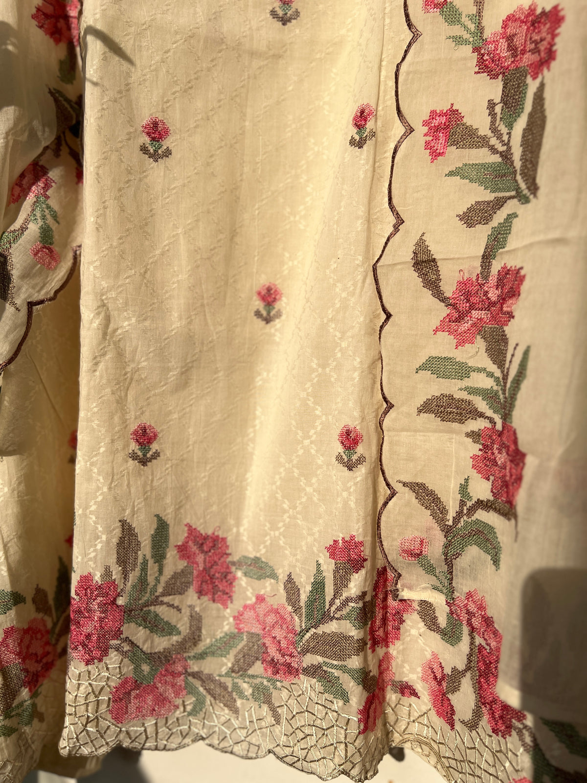 Cross-Stitched Inspired Cotton Elegance