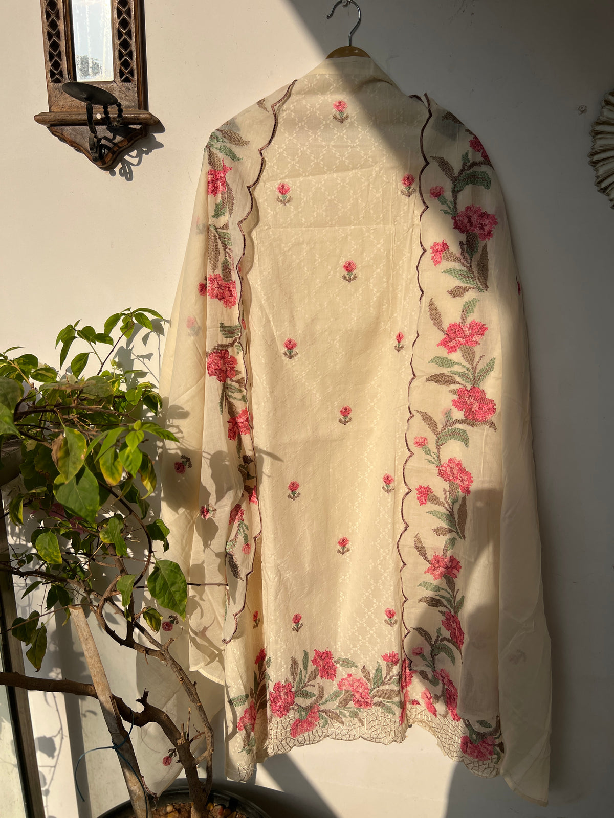 Cross-Stitched Inspired Cotton Elegance