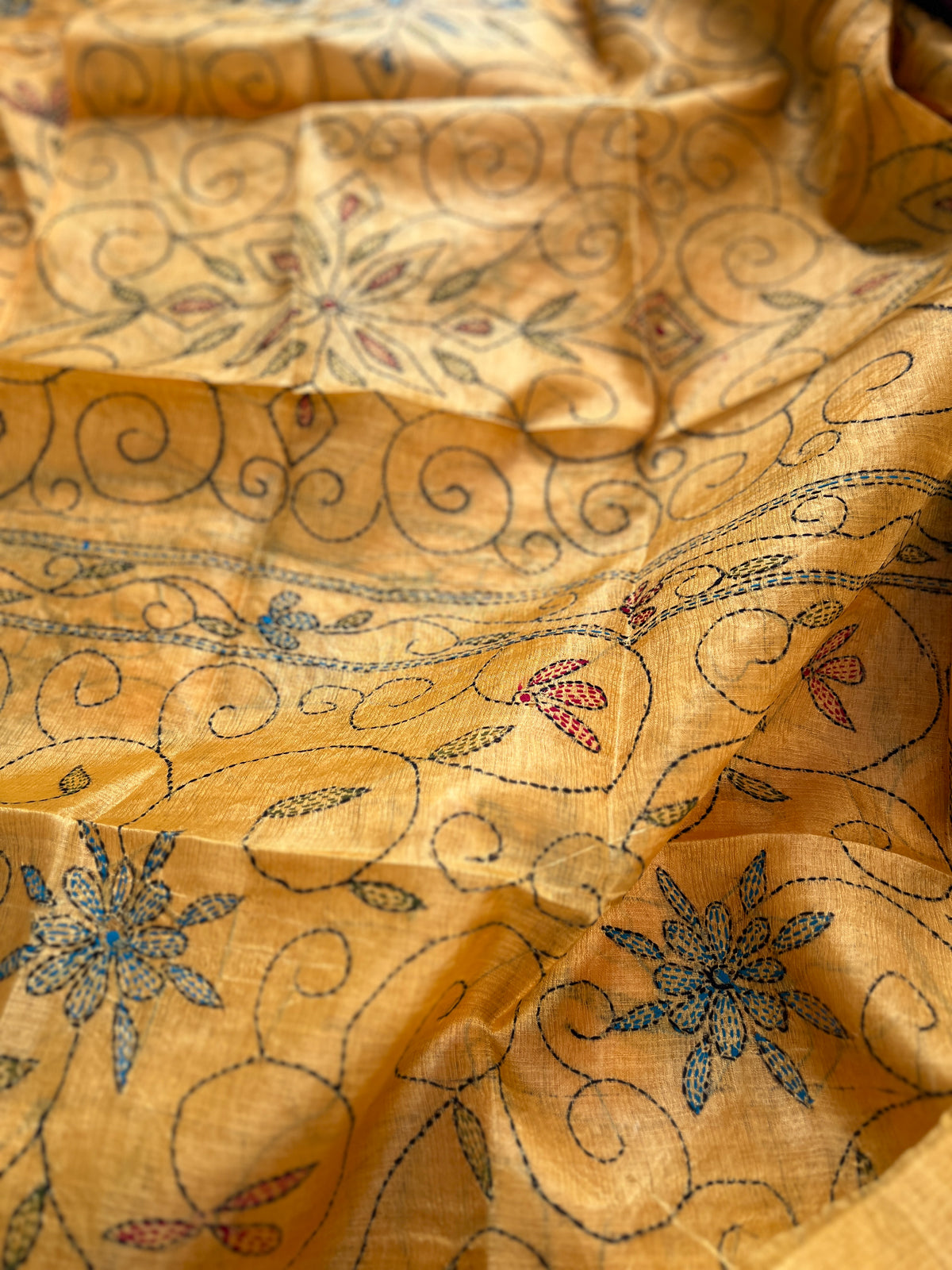 Sunlit Mustard Kathiyawadi Hand-Embroidered Suit Set