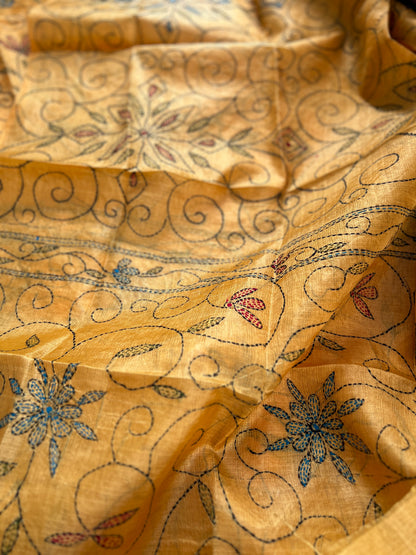 Sunlit Mustard Kathiyawadi Hand-Embroidered Suit Set