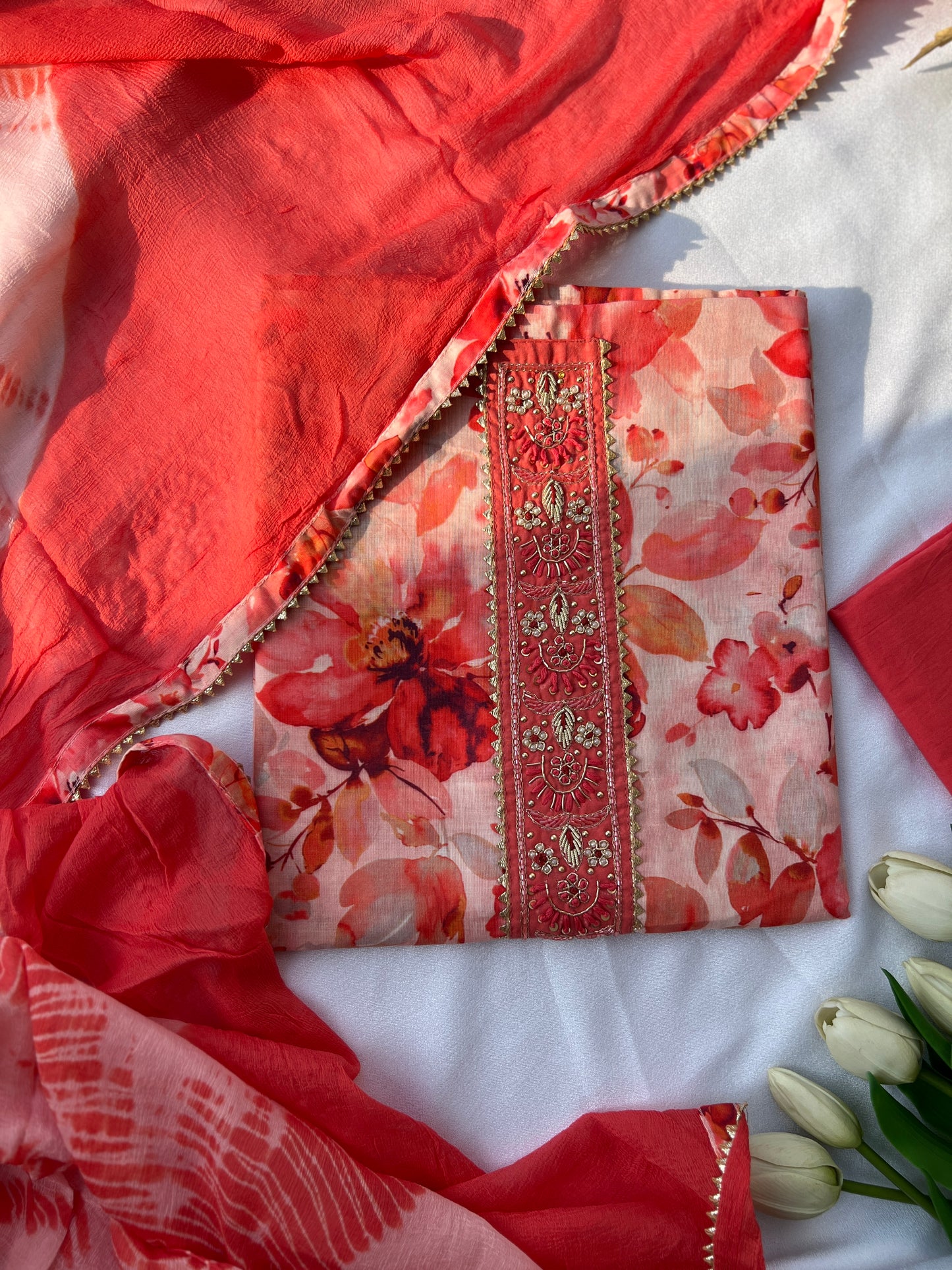 Floral Elegance with Tie-Dye Twist