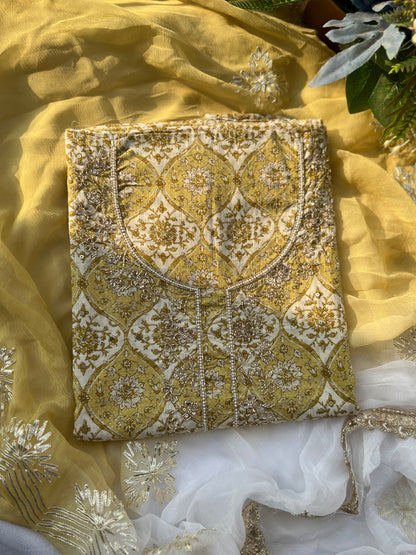 Golden yellow  Handwork & Gotawork