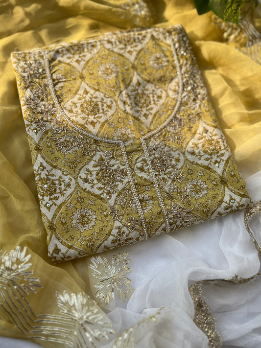 Golden yellow  Handwork & Gotawork