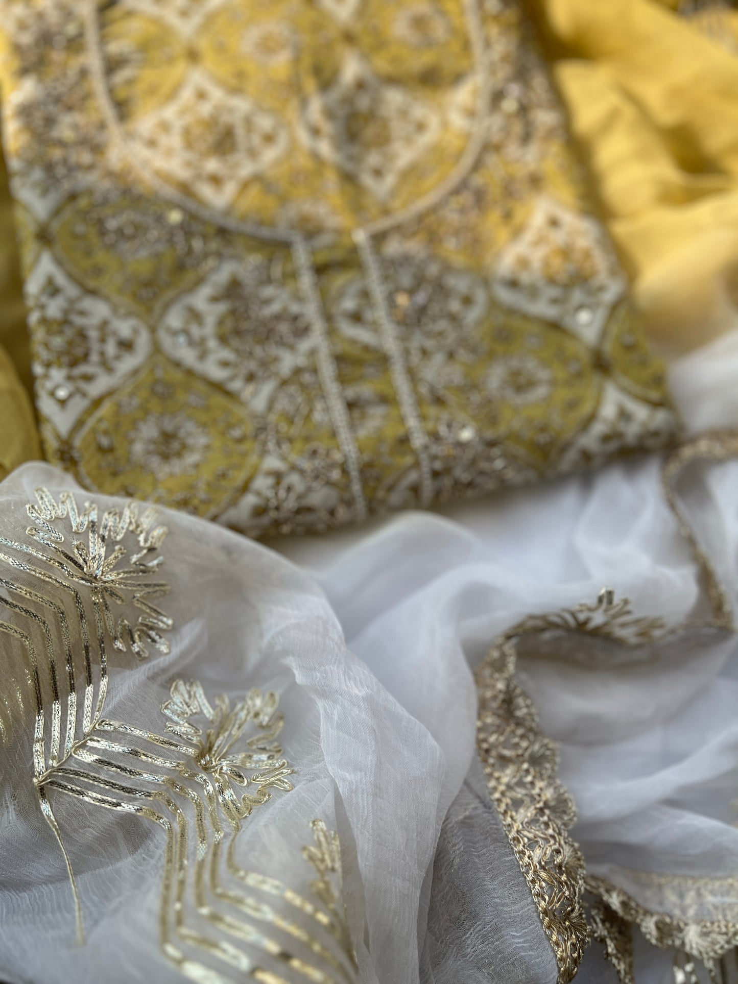 Golden yellow  Handwork & Gotawork