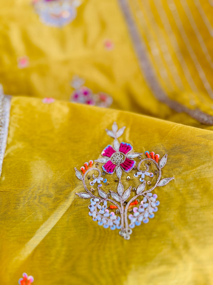 Sunshine Charm – Mustard Chanderi Silk Suit